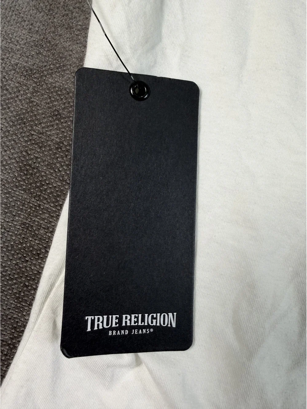 True Religion Medium White Cotton Blend T-Shirt with Logo Brand New